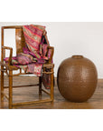 Prem Collection Handcrafted Brown Vase with Textured Honeycomb Style Motifs-3. Asian & Chinese Furniture, Art, Antiques, Vintage Home Décor for sale at FEA Home