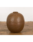 Prem Collection Handcrafted Brown Vase with Textured Honeycomb Style Motifs-4. Asian & Chinese Furniture, Art, Antiques, Vintage Home Décor for sale at FEA Home