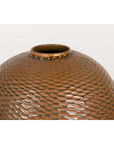 Prem Collection Handcrafted Brown Vase with Textured Honeycomb Style Motifs-5. Asian & Chinese Furniture, Art, Antiques, Vintage Home Décor for sale at FEA Home