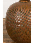 Prem Collection Handcrafted Brown Vase with Textured Honeycomb Style Motifs-9. Asian & Chinese Furniture, Art, Antiques, Vintage Home Décor for sale at FEA Home