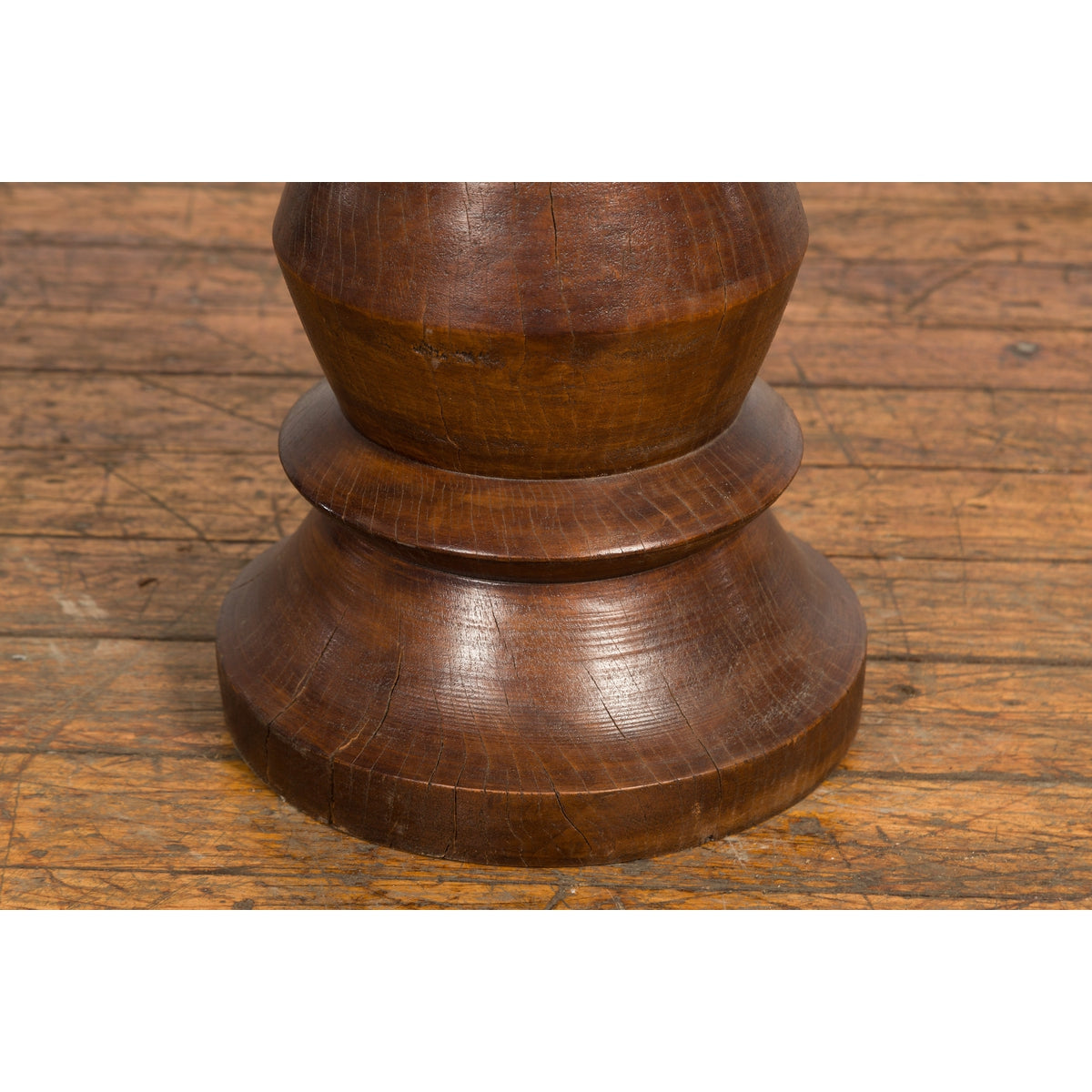 Rustic Indonesian 19th Century Solid Wood Turned Stool with Brown Patina-10. Asian & Chinese Furniture, Art, Antiques, Vintage Home Décor for sale at FEA Home