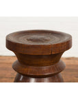 Rustic Indonesian 19th Century Solid Wood Turned Stool with Brown Patina-8. Asian & Chinese Furniture, Art, Antiques, Vintage Home Décor for sale at FEA Home