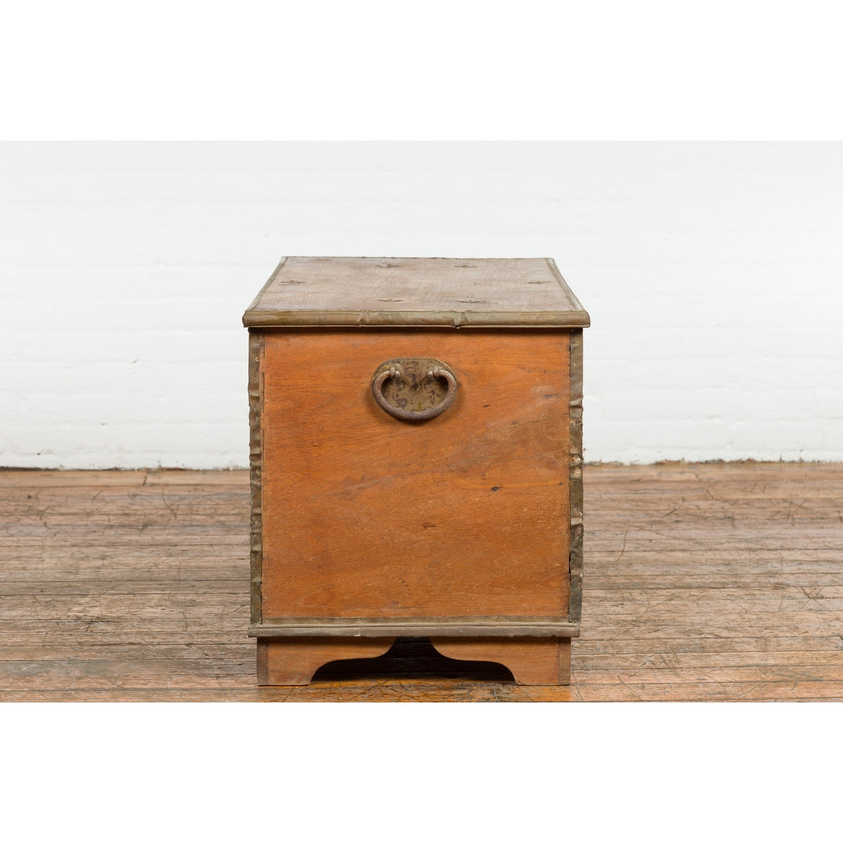 Rustic Indonesian 19th Century Wooden Blanket Chest with Brass Accents-16. Asian & Chinese Furniture, Art, Antiques, Vintage Home Décor for sale at FEA Home