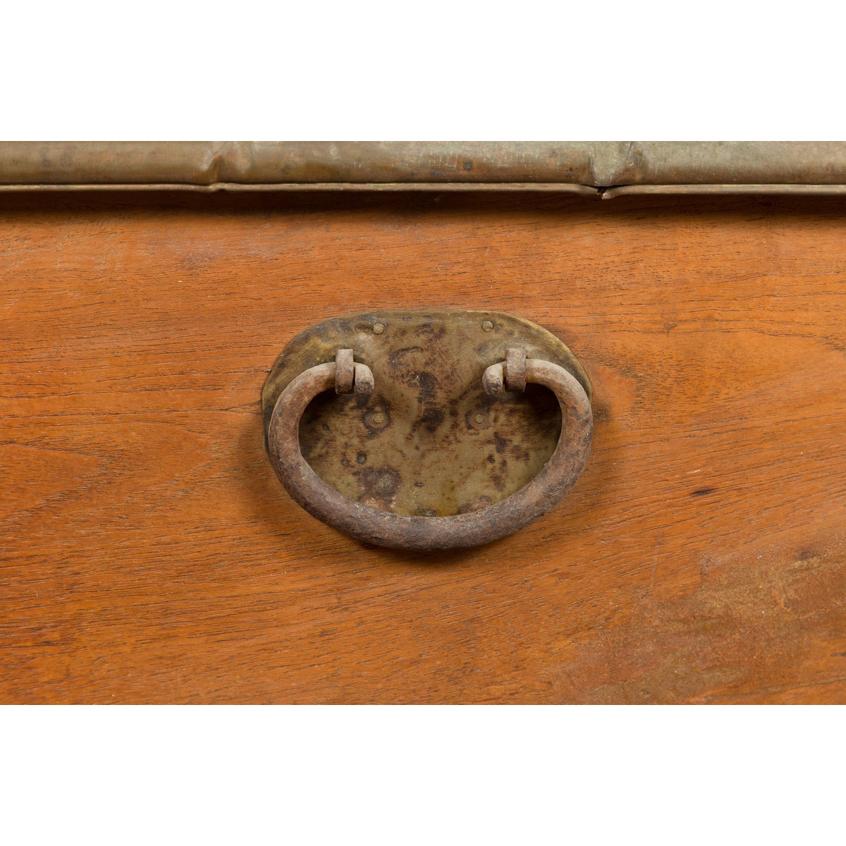 Rustic Indonesian 19th Century Wooden Blanket Chest with Brass Accents-9. Asian & Chinese Furniture, Art, Antiques, Vintage Home Décor for sale at FEA Home