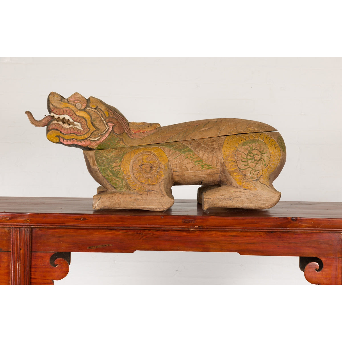 Polychromatic Guardian Lion Prayer Box-3. Asian & Chinese Furniture, Art, Antiques, Vintage Home Décor for sale at FEA Home