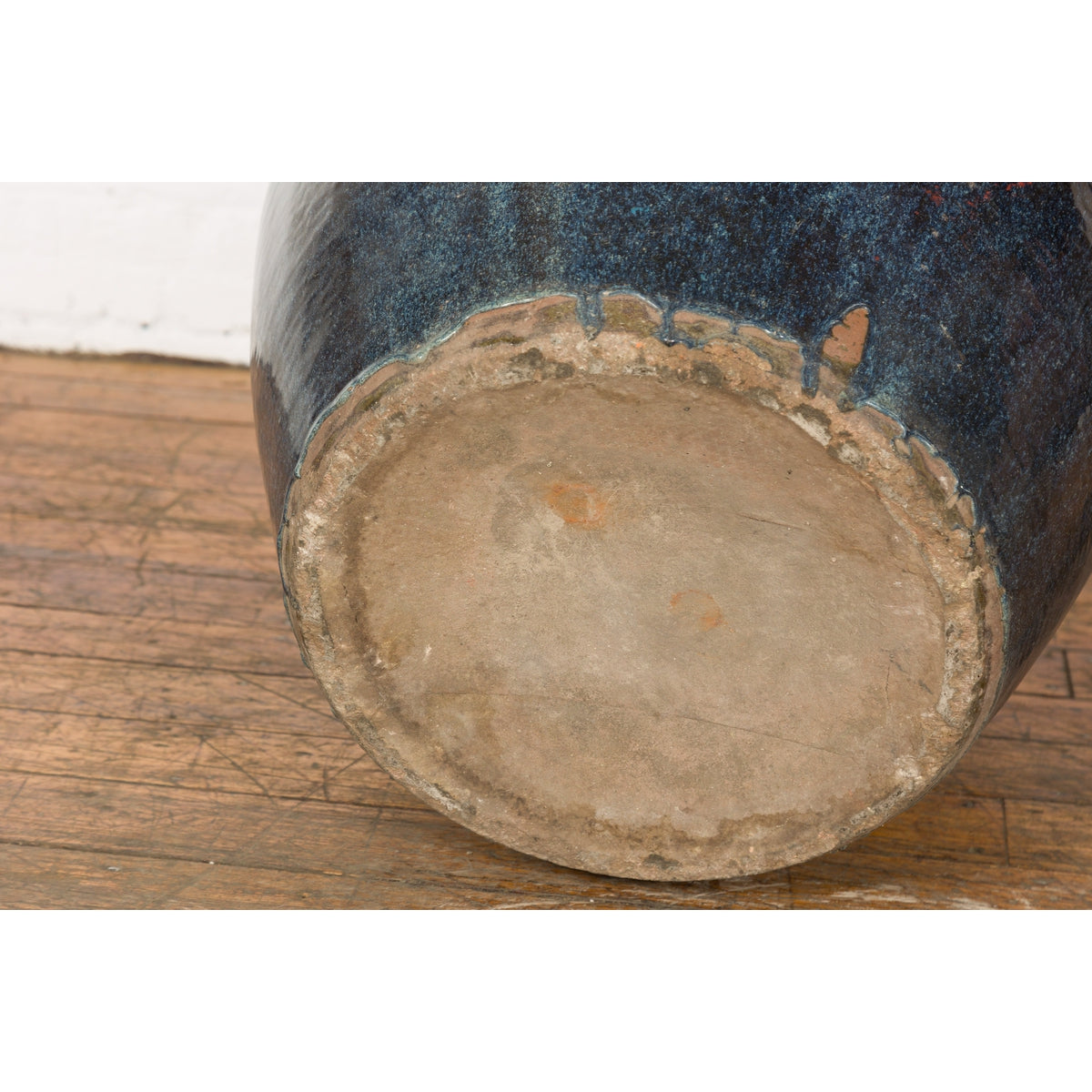 Thai Vintage Oversized Shigaraki Style Namako Glazed Planter with Wave Effects-16. Asian & Chinese Furniture, Art, Antiques, Vintage Home Décor for sale at FEA Home