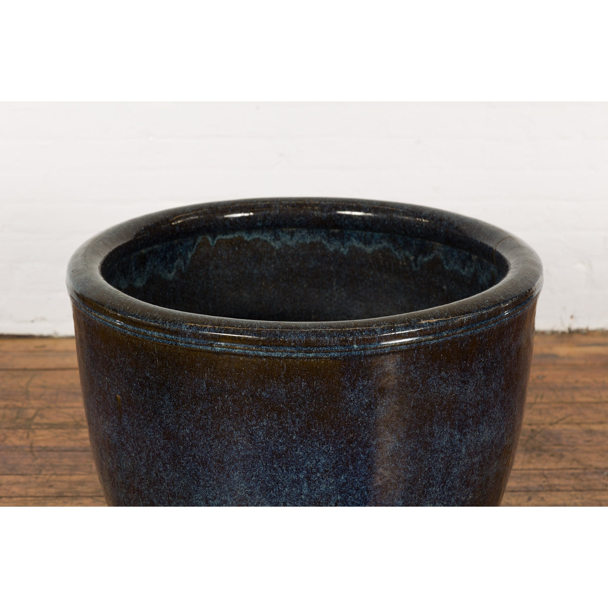 Thai Vintage Oversized Shigaraki Style Namako Glazed Planter with Wave Effects-5. Asian & Chinese Furniture, Art, Antiques, Vintage Home Décor for sale at FEA Home