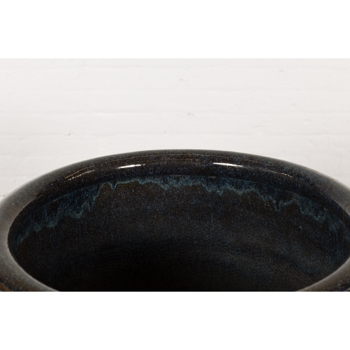 Thai Vintage Oversized Shigaraki Style Namako Glazed Planter with Wave Effects-6. Asian & Chinese Furniture, Art, Antiques, Vintage Home Décor for sale at FEA Home
