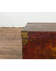 Vintage Chinese Lacquered Leather Blanket Chest with Reddish Brown Patina-12. Asian & Chinese Furniture, Art, Antiques, Vintage Home Décor for sale at FEA Home