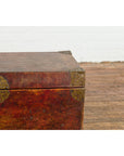 Vintage Chinese Lacquered Leather Blanket Chest with Reddish Brown Patina-13. Asian & Chinese Furniture, Art, Antiques, Vintage Home Décor for sale at FEA Home