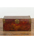 Vintage Chinese Lacquered Leather Blanket Chest with Reddish Brown Patina-2. Asian & Chinese Furniture, Art, Antiques, Vintage Home Décor for sale at FEA Home