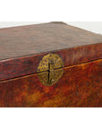 Vintage Chinese Lacquered Leather Blanket Chest with Reddish Brown Patina-6. Asian & Chinese Furniture, Art, Antiques, Vintage Home Décor for sale at FEA Home
