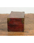 Vintage Chinese Lacquered Leather Blanket Chest with Reddish Brown Patina-7. Asian & Chinese Furniture, Art, Antiques, Vintage Home Décor for sale at FEA Home