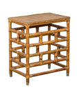 Vintage Country Style Burmese Table with Rattan Top and Geometric Bamboo Base-1. Asian & Chinese Furniture, Art, Antiques, Vintage Home Décor for sale at FEA Home