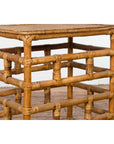 Vintage Country Style Burmese Table with Rattan Top and Geometric Bamboo Base-11. Asian & Chinese Furniture, Art, Antiques, Vintage Home Décor for sale at FEA Home