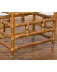Vintage Country Style Burmese Table with Rattan Top and Geometric Bamboo Base-12. Asian & Chinese Furniture, Art, Antiques, Vintage Home Décor for sale at FEA Home