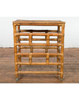 Vintage Country Style Burmese Table with Rattan Top and Geometric Bamboo Base-14. Asian & Chinese Furniture, Art, Antiques, Vintage Home Décor for sale at FEA Home