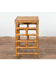 Vintage Country Style Burmese Table with Rattan Top and Geometric Bamboo Base-16. Asian & Chinese Furniture, Art, Antiques, Vintage Home Décor for sale at FEA Home