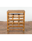 Vintage Country Style Burmese Table with Rattan Top and Geometric Bamboo Base-2. Asian & Chinese Furniture, Art, Antiques, Vintage Home Décor for sale at FEA Home
