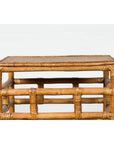 Vintage Country Style Burmese Table with Rattan Top and Geometric Bamboo Base-5. Asian & Chinese Furniture, Art, Antiques, Vintage Home Décor for sale at FEA Home