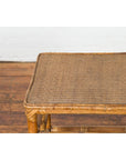Vintage Country Style Burmese Table with Rattan Top and Geometric Bamboo Base-9. Asian & Chinese Furniture, Art, Antiques, Vintage Home Décor for sale at FEA Home