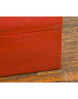 Vintage Red Leather Lacquer Blanket Chest with Brass Hardware-16. Asian & Chinese Furniture, Art, Antiques, Vintage Home Décor for sale at FEA Home