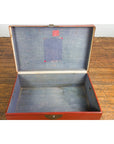 Vintage Red Leather Lacquer Blanket Chest with Brass Hardware-6. Asian & Chinese Furniture, Art, Antiques, Vintage Home Décor for sale at FEA Home