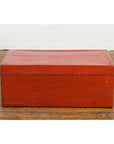 Vintage Red Leather Lacquer Blanket Chest with Brass Hardware-9. Asian & Chinese Furniture, Art, Antiques, Vintage Home Décor for sale at FEA Home