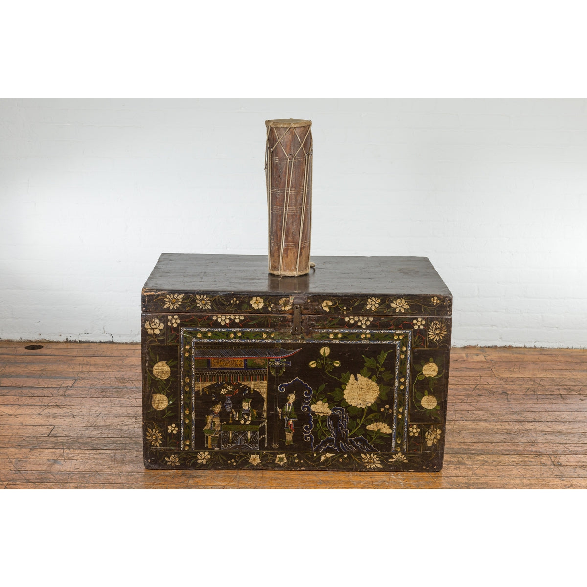 Vintage Thai Wood, Leather and Rope Klong Khaek Processional Double Headed Drum-4. Asian & Chinese Furniture, Art, Antiques, Vintage Home Décor for sale at FEA Home