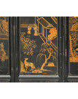 Six-Panel Black Lacquer Screen with Hand-Painted Court Scenes-12. Asian & Chinese Furniture, Art, Antiques, Vintage Home Décor for sale at FEA Home