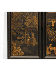 Six-Panel Black Lacquer Screen with Hand-Painted Court Scenes-13. Asian & Chinese Furniture, Art, Antiques, Vintage Home Décor for sale at FEA Home