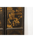 Six-Panel Black Lacquer Screen with Hand-Painted Court Scenes-16. Asian & Chinese Furniture, Art, Antiques, Vintage Home Décor for sale at FEA Home