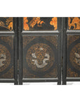 Six-Panel Black Lacquer Screen with Hand-Painted Court Scenes-17. Asian & Chinese Furniture, Art, Antiques, Vintage Home Décor for sale at FEA Home