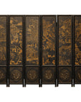 Six-Panel Black Lacquer Screen with Hand-Painted Court Scenes-1. Asian & Chinese Furniture, Art, Antiques, Vintage Home Décor for sale at FEA Home