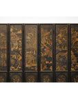 Six-Panel Black Lacquer Screen with Hand-Painted Court Scenes-4. Asian & Chinese Furniture, Art, Antiques, Vintage Home Décor for sale at FEA Home