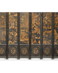 Six-Panel Black Lacquer Screen with Hand-Painted Court Scenes-5. Asian & Chinese Furniture, Art, Antiques, Vintage Home Décor for sale at FEA Home