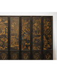 Six-Panel Black Lacquer Screen with Hand-Painted Court Scenes-8. Asian & Chinese Furniture, Art, Antiques, Vintage Home Décor for sale at FEA Home