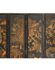 Six-Panel Black Lacquer Screen with Hand-Painted Court Scenes-9. Asian & Chinese Furniture, Art, Antiques, Vintage Home Décor for sale at FEA Home