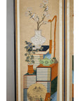Six-Panel Folding Screen with Scholar’s Objects and Floral Motifs-12. Asian & Chinese Furniture, Art, Antiques, Vintage Home Décor for sale at FEA Home