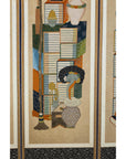 Six-Panel Folding Screen with Scholar’s Objects and Floral Motifs-15. Asian & Chinese Furniture, Art, Antiques, Vintage Home Décor for sale at FEA Home