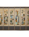 Six-Panel Folding Screen with Scholar’s Objects and Floral Motifs-1. Asian & Chinese Furniture, Art, Antiques, Vintage Home Décor for sale at FEA Home