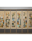 Six-Panel Folding Screen with Scholar’s Objects and Floral Motifs-2. Asian & Chinese Furniture, Art, Antiques, Vintage Home Décor for sale at FEA Home