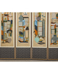 Six-Panel Folding Screen with Scholar’s Objects and Floral Motifs-6. Asian & Chinese Furniture, Art, Antiques, Vintage Home Décor for sale at FEA Home