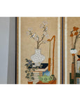 Six-Panel Folding Screen with Scholar’s Objects and Floral Motifs-8. Asian & Chinese Furniture, Art, Antiques, Vintage Home Décor for sale at FEA Home