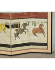 Six-Panel Inspired Screen with Horses in Stable with Bamboo Backdrop-11. Asian & Chinese Furniture, Art, Antiques, Vintage Home Décor for sale at FEA Home