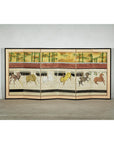 Six-Panel Inspired Screen with Horses in Stable with Bamboo Backdrop-2. Asian & Chinese Furniture, Art, Antiques, Vintage Home Décor for sale at FEA Home
