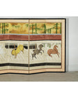 Six-Panel Inspired Screen with Horses in Stable with Bamboo Backdrop-4. Asian & Chinese Furniture, Art, Antiques, Vintage Home Décor for sale at FEA Home