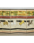 Six-Panel Inspired Screen with Horses in Stable with Bamboo Backdrop-5. Asian & Chinese Furniture, Art, Antiques, Vintage Home Décor for sale at FEA Home