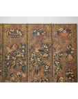 Six-Panel Leather Screen with Birds, Flowers, and Roosters - Vintage-11. Asian & Chinese Furniture, Art, Antiques, Vintage Home Décor for sale at FEA Home