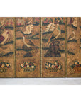 Six-Panel Leather Screen with Birds, Flowers, and Roosters - Vintage-13. Asian & Chinese Furniture, Art, Antiques, Vintage Home Décor for sale at FEA Home